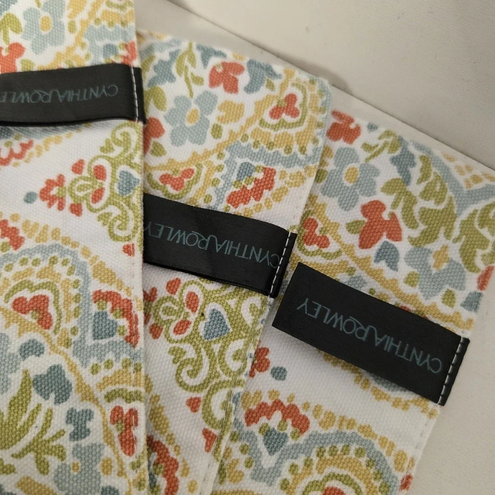 Cynthia Rowley Placemats Spring Multicolor Floral 100% Cotton Cottagecore Set 4‎